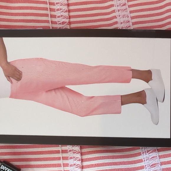 Mario Serrani Pants - Mario Serrani, Orange And Ivory Pinstripe Ankle/Capri Pants. XXl